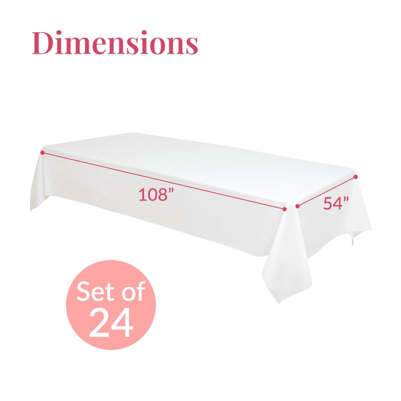 Prestee 24 Pack Plastic Table Cloth Disposable - 108" x 54" White Table Cloth Rectangle for Indoor or Outdoor Use - White Tablecloths for Weddings, Parties - Plastic Table Cover for Fine Dining Events - Image 3